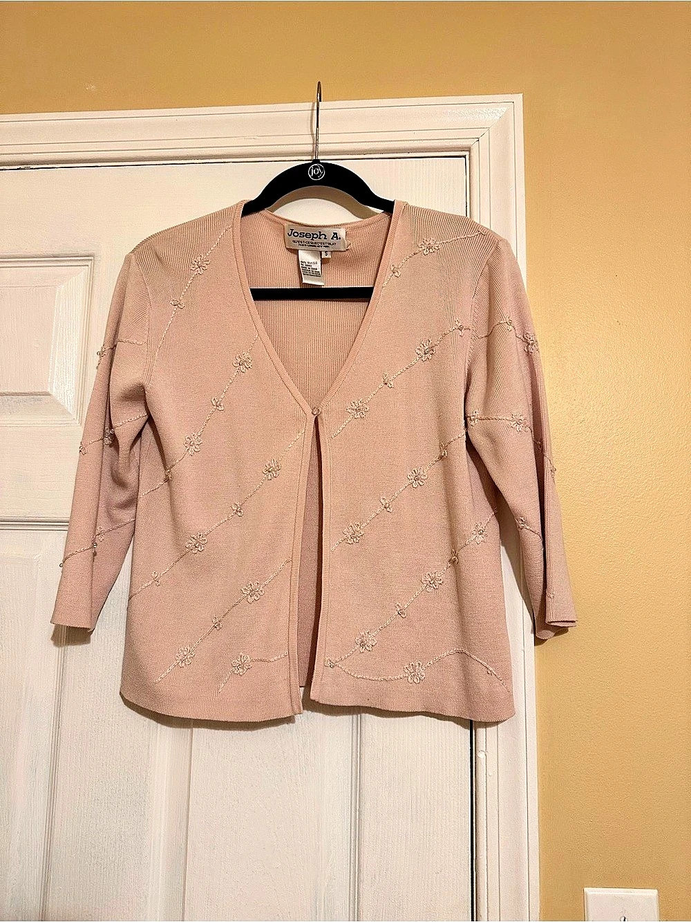 Joseph A. Embroidered Silk-Blend Cardigan in Pink Size Small